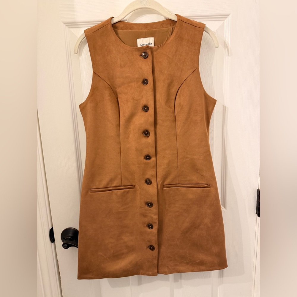 Abercrombie & Fitch Mara Vegan Suede Mini Dress in Brown